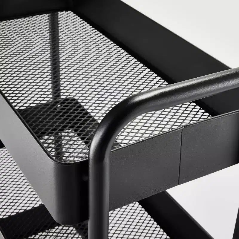 Carrello multiuso in metallo con ruote, ripiani fissi e spazio universale, nero