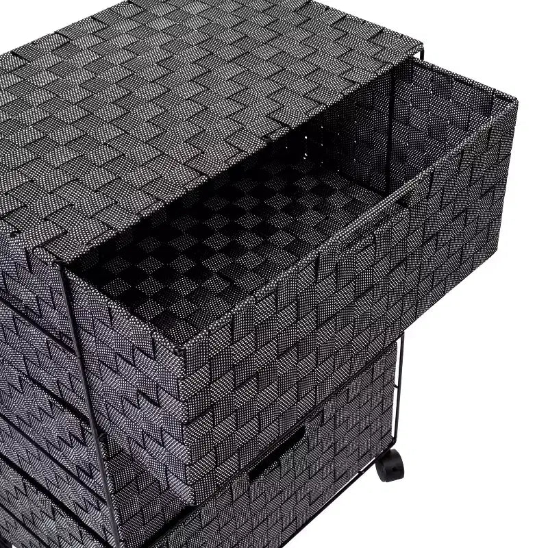 Carrello contenitore industriale quadrato in metallo, telaio in ferro nero con ruote girevoli