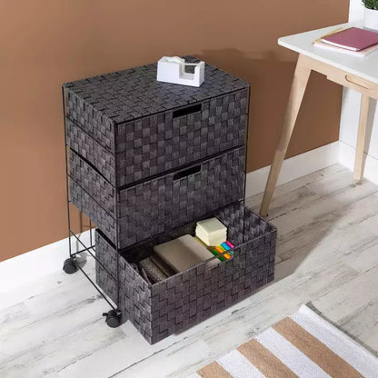 Carrello contenitore industriale quadrato in metallo, telaio in ferro nero con ruote girevoli