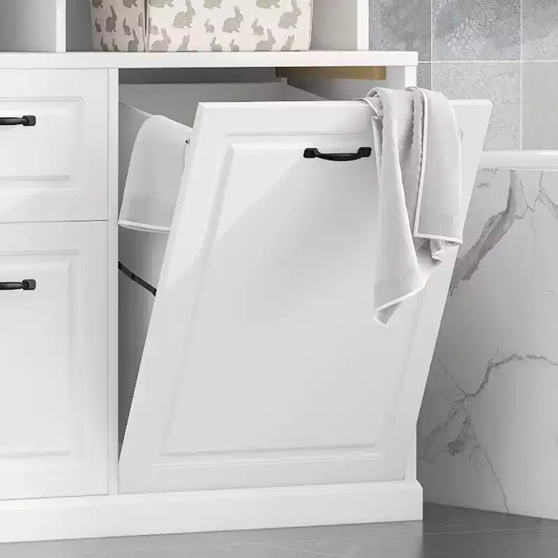 Mobiletto da bagno salvaspazio con cesto portabiancheria a scomparsa, organizer alto 180 cm con cassetti e ripiani regolabili
