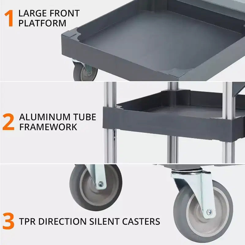 Carrello commerciale per pulizie e faccende domestiche a 3 ripiani con copertura e borsa in vinile per hotel, scuole e aziende