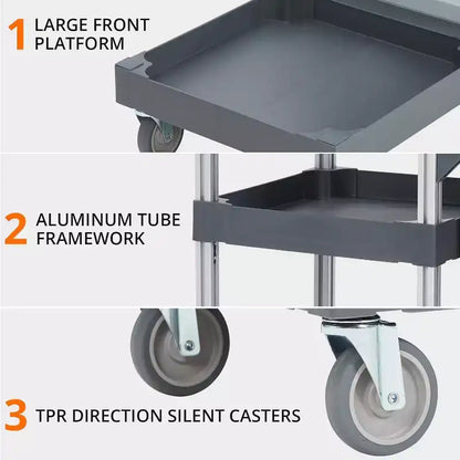 Carrello commerciale per pulizie e faccende domestiche a 3 ripiani con copertura e borsa in vinile per hotel, scuole e aziende