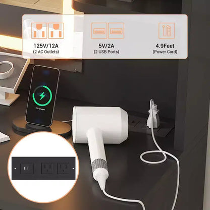 Toeletta Trucco con Luci, Scrivania da Trucco con 3 Modalità di Illuminazione e Sgabello Imbottito Morbido, Tavolo da Toeletta Moderno con Stazione di Ricarica, 3 Cassetti, Bianco