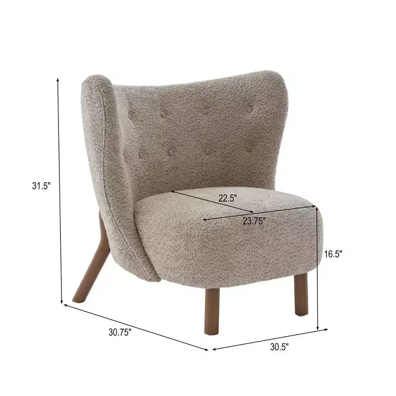 Poltrona d'accento con schienale curvo e gambe in legno di betulla