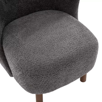 Poltrona d'accento con schienale curvo e gambe in legno di betulla