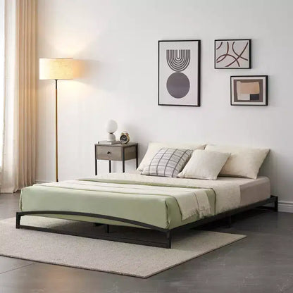 Base letto matrimoniale da 15 cm nera, non necessita di box spring, base letto bassa matrimoniale, letti a piattaforma in metallo resistente con robuste doghe in acciaio