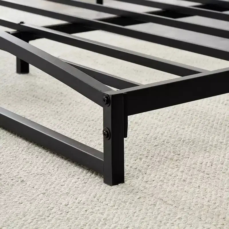 Base letto matrimoniale da 15 cm nera, non necessita di box spring, base letto bassa matrimoniale, letti a piattaforma in metallo resistente con robuste doghe in acciaio