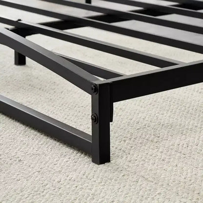 Base letto matrimoniale da 15 cm nera, non necessita di box spring, base letto bassa matrimoniale, letti a piattaforma in metallo resistente con robuste doghe in acciaio