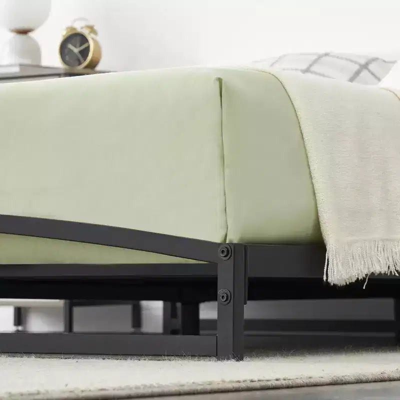 Base letto matrimoniale da 15 cm nera, non necessita di box spring, base letto bassa matrimoniale, letti a piattaforma in metallo resistente con robuste doghe in acciaio