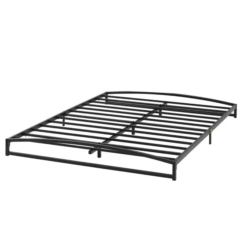 Base letto matrimoniale da 15 cm nera, non necessita di box spring, base letto bassa matrimoniale, letti a piattaforma in metallo resistente con robuste doghe in acciaio