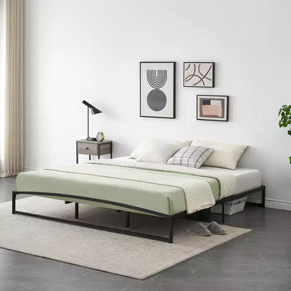 Base letto matrimoniale da 15 cm nera, non necessita di box spring, base letto bassa matrimoniale, letti a piattaforma in metallo resistente con robuste doghe in acciaio