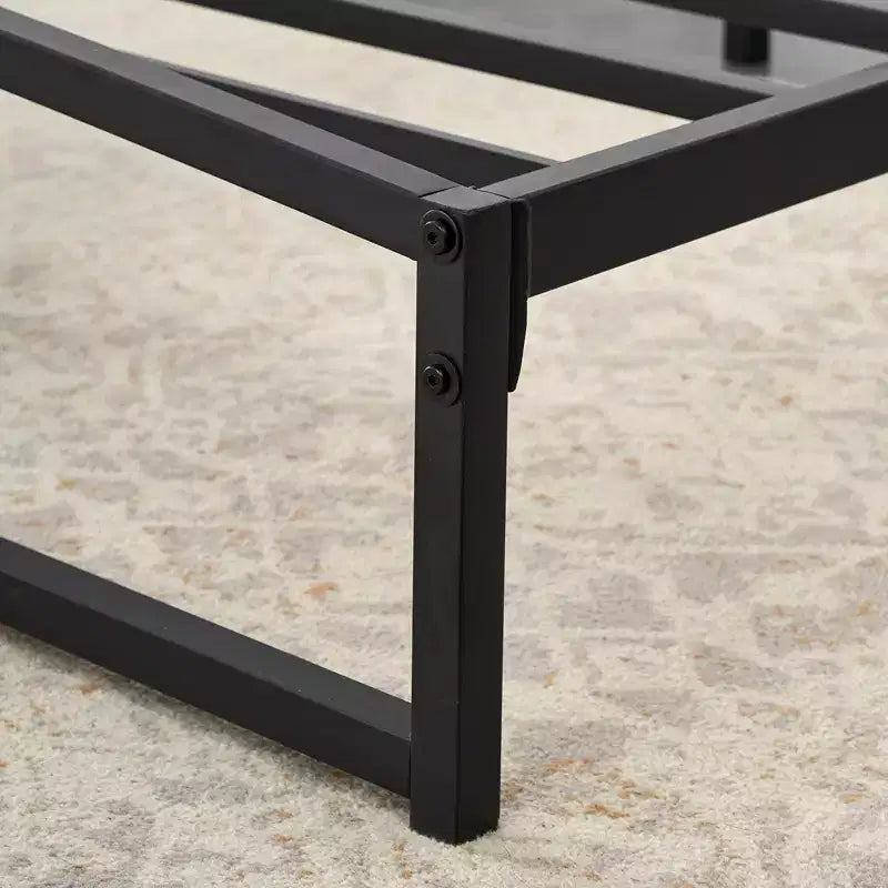 Base letto matrimoniale da 15 cm nera, non necessita di box spring, base letto bassa matrimoniale, letti a piattaforma in metallo resistente con robuste doghe in acciaio