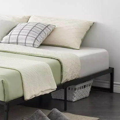 Base letto matrimoniale da 15 cm nera, non necessita di box spring, base letto bassa matrimoniale, letti a piattaforma in metallo resistente con robuste doghe in acciaio