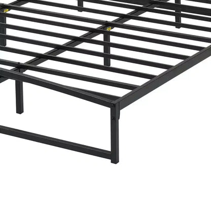 Base letto matrimoniale da 15 cm nera, non necessita di box spring, base letto bassa matrimoniale, letti a piattaforma in metallo resistente con robuste doghe in acciaio