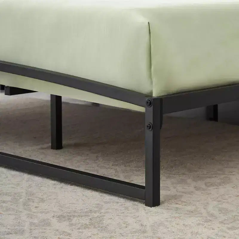 Base letto matrimoniale da 15 cm nera, non necessita di box spring, base letto bassa matrimoniale, letti a piattaforma in metallo resistente con robuste doghe in acciaio