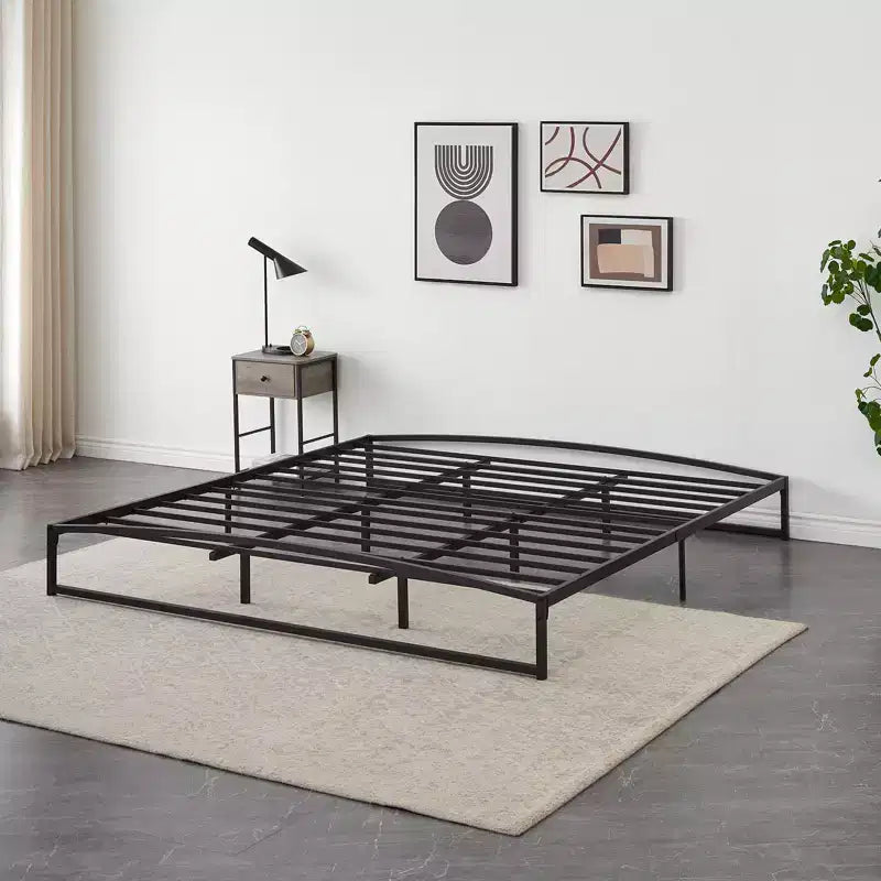 Base letto matrimoniale da 15 cm nera, non necessita di box spring, base letto bassa matrimoniale, letti a piattaforma in metallo resistente con robuste doghe in acciaio