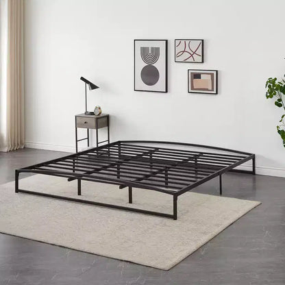 Base letto matrimoniale da 15 cm nera, non necessita di box spring, base letto bassa matrimoniale, letti a piattaforma in metallo resistente con robuste doghe in acciaio