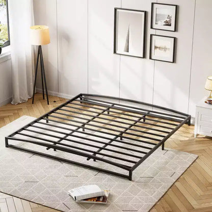 Base letto matrimoniale da 15 cm nera, non necessita di box spring, base letto bassa matrimoniale, letti a piattaforma in metallo resistente con robuste doghe in acciaio