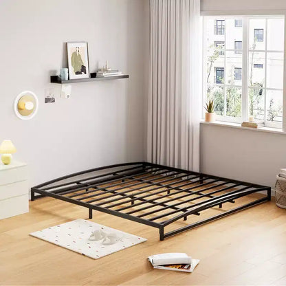 Base letto matrimoniale da 15 cm nera, non necessita di box spring, base letto bassa matrimoniale, letti a piattaforma in metallo resistente con robuste doghe in acciaio