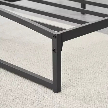 Base letto matrimoniale da 15 cm nera, non necessita di box spring, base letto bassa matrimoniale, letti a piattaforma in metallo resistente con robuste doghe in acciaio