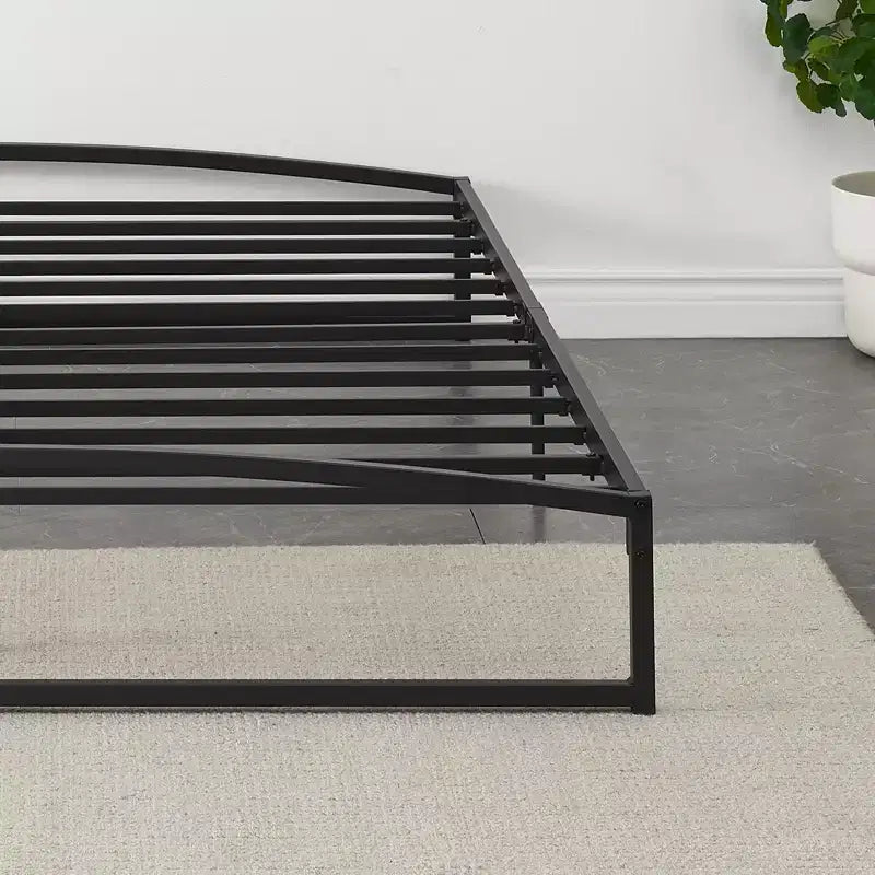 Base letto matrimoniale da 15 cm nera, non necessita di box spring, base letto bassa matrimoniale, letti a piattaforma in metallo resistente con robuste doghe in acciaio