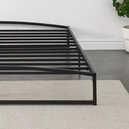 Base letto matrimoniale da 15 cm nera, non necessita di box spring, base letto bassa matrimoniale, letti a piattaforma in metallo resistente con robuste doghe in acciaio