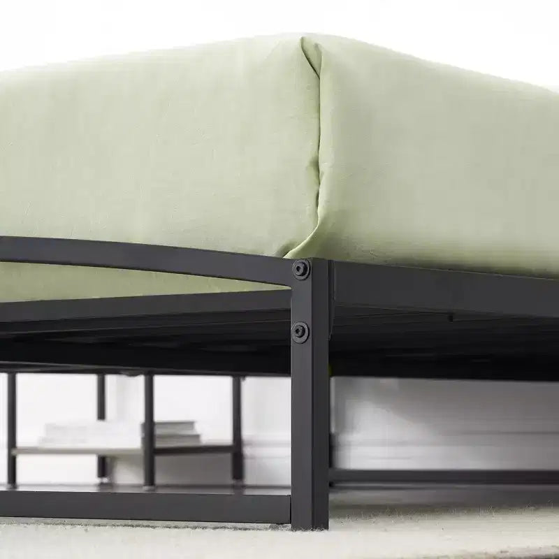 Base letto matrimoniale da 15 cm nera, non necessita di box spring, base letto bassa matrimoniale, letti a piattaforma in metallo resistente con robuste doghe in acciaio
