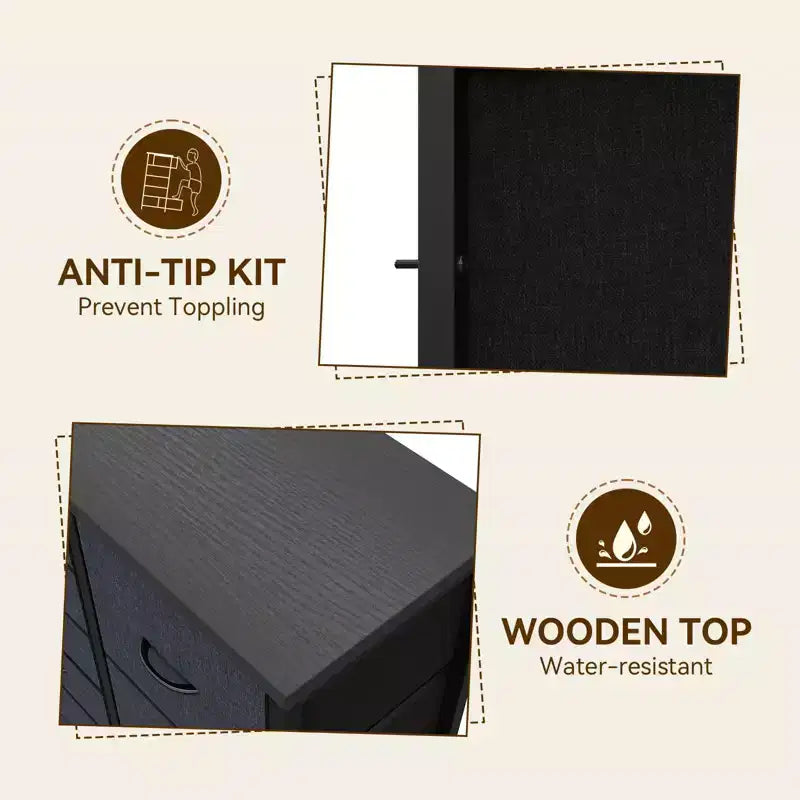 Cassettiera contenitore, cassettiera in tessuto, organizer alto a 15 cassetti con piano in legno e struttura in metallo per camera da letto, soggiorno, corridoio, ingresso