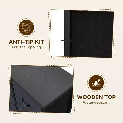 Cassettiera contenitore, cassettiera in tessuto, organizer alto a 15 cassetti con piano in legno e struttura in metallo per camera da letto, soggiorno, corridoio, ingresso