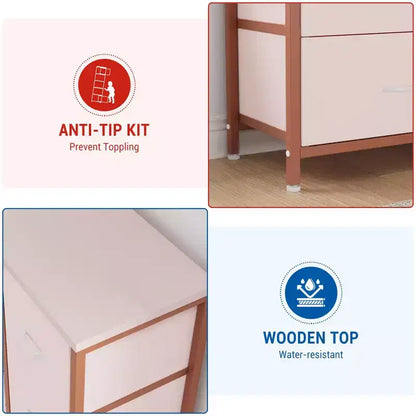 Cassettiera contenitore, cassettiera in tessuto, organizer alto a 15 cassetti con piano in legno e struttura in metallo per camera da letto, soggiorno, corridoio, ingresso