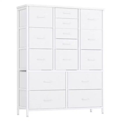 Cassettiera contenitore, cassettiera in tessuto, organizer alto a 15 cassetti con piano in legno e struttura in metallo per camera da letto, soggiorno, corridoio, ingresso