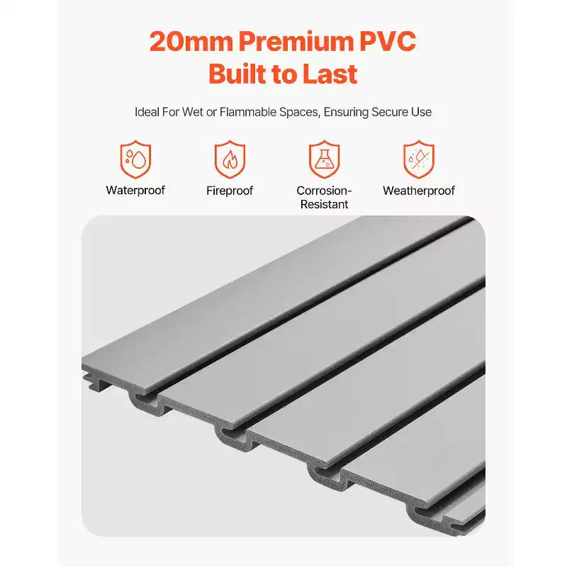 Pannellatura a doghe in PVC per garage 4x4 piedi con design modulare, pannello a doghe regolabile, grigio
