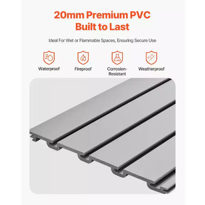 Pannellatura a doghe in PVC per garage 4x4 piedi con design modulare, pannello a doghe regolabile, grigio