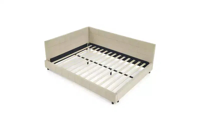 Daybed in Velluto Stile Mid-Century, Divano Letto Imbottito con Base in Legno di Eucalipto e Testiera Trapuntata Queen Size