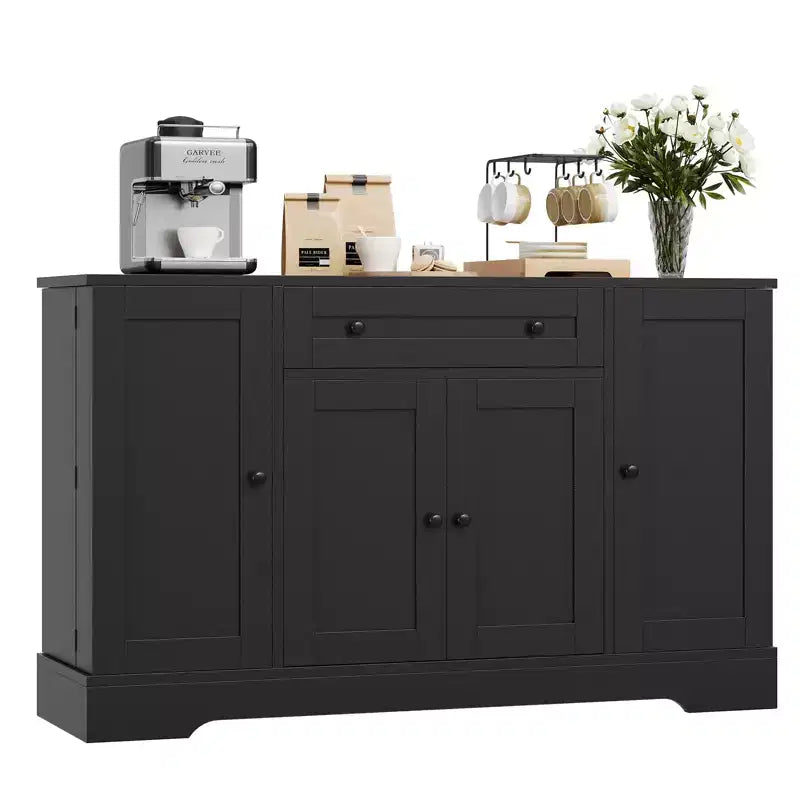 Madia Moderna in Legno con Cassetto e 4 Ante, Credenza Autoportante per Cucina Sala da Pranzo Soggiorno Coffee Bar