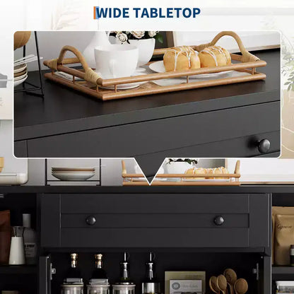 Madia Moderna in Legno con Cassetto e 4 Ante, Credenza Autoportante per Cucina Sala da Pranzo Soggiorno Coffee Bar