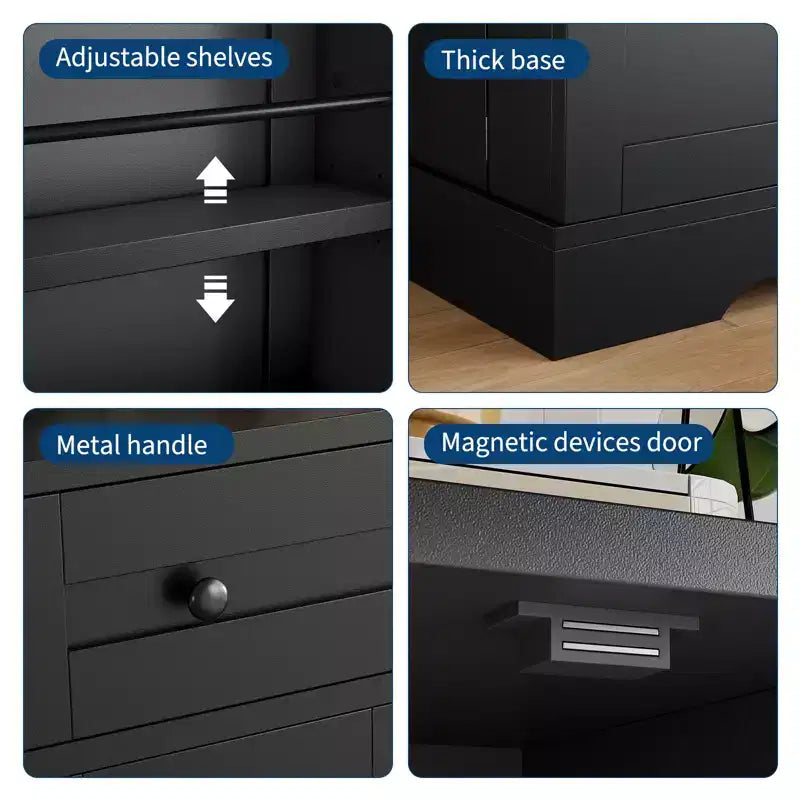 Madia Moderna in Legno con Cassetto e 4 Ante, Credenza Autoportante per Cucina Sala da Pranzo Soggiorno Coffee Bar