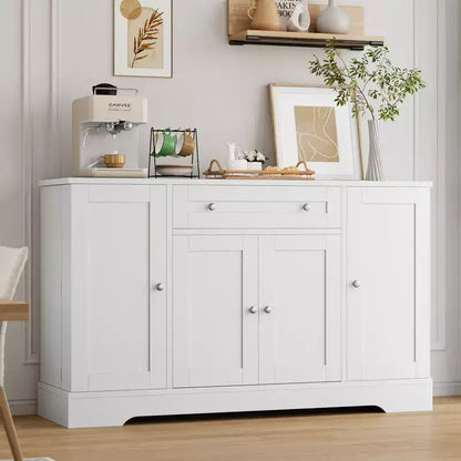Madia Moderna in Legno con Cassetto e 4 Ante, Credenza Autoportante per Cucina Sala da Pranzo Soggiorno Coffee Bar