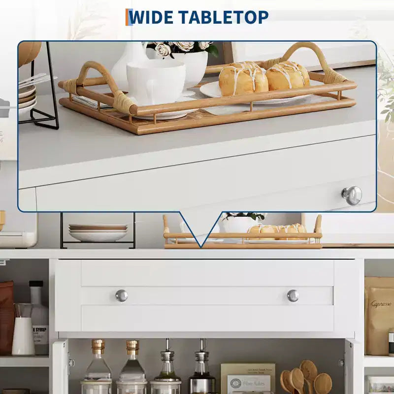 Madia Moderna in Legno con Cassetto e 4 Ante, Credenza Autoportante per Cucina Sala da Pranzo Soggiorno Coffee Bar