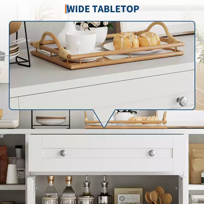 Madia Moderna in Legno con Cassetto e 4 Ante, Credenza Autoportante per Cucina Sala da Pranzo Soggiorno Coffee Bar