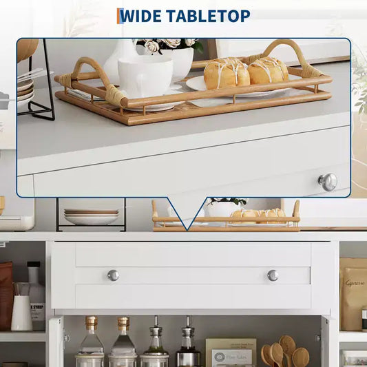 Madia Moderna in Legno con Cassetto e 4 Ante, Credenza Autoportante per Cucina Sala da Pranzo Soggiorno Coffee Bar
