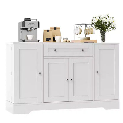 Madia Moderna in Legno con Cassetto e 4 Ante, Credenza Autoportante per Cucina Sala da Pranzo Soggiorno Coffee Bar