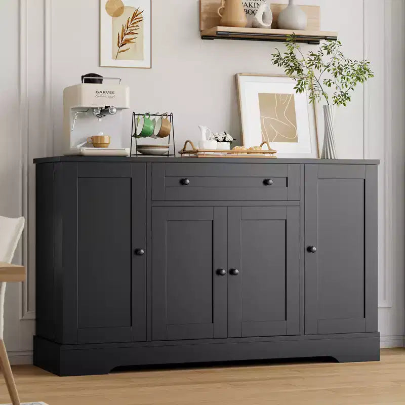 Madia Moderna in Legno con Cassetto e 4 Ante, Credenza Autoportante per Cucina Sala da Pranzo Soggiorno Coffee Bar