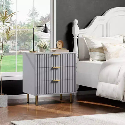 Comò a 3 cassetti per camera da letto, comodino moderno scanalato, cassettiera, organizer in legno, tavolino per soggiorno, corridoio