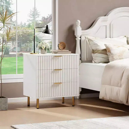 Comò a 3 cassetti per camera da letto, comodino moderno scanalato, cassettiera, organizer in legno, tavolino per soggiorno, corridoio