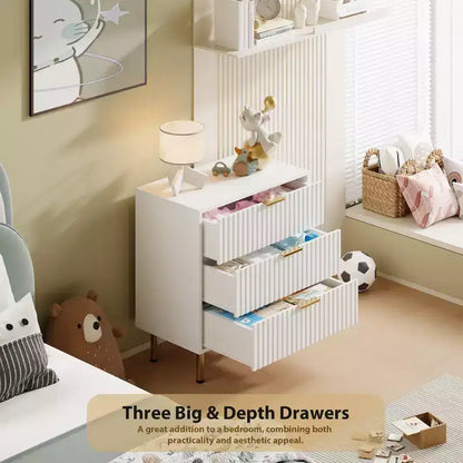 Comò a 3 cassetti per camera da letto, comodino moderno scanalato, cassettiera, organizer in legno, tavolino per soggiorno, corridoio