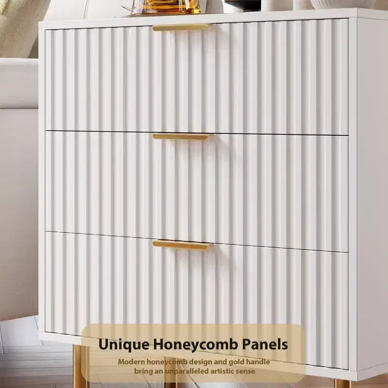 Comò a 3 cassetti per camera da letto, comodino moderno scanalato, cassettiera, organizer in legno, tavolino per soggiorno, corridoio