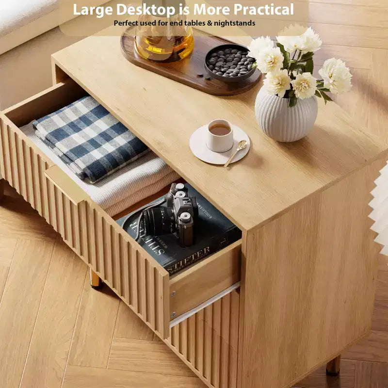 Comò a 3 cassetti per camera da letto, comodino moderno scanalato, cassettiera, organizer in legno, tavolino per soggiorno, corridoio