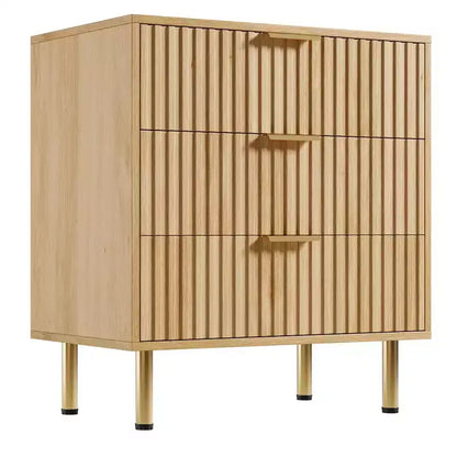 Comò a 3 cassetti per camera da letto, comodino moderno scanalato, cassettiera, organizer in legno, tavolino per soggiorno, corridoio