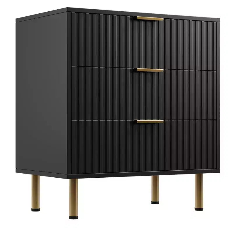 Comò a 3 cassetti per camera da letto, comodino moderno scanalato, cassettiera, organizer in legno, tavolino per soggiorno, corridoio